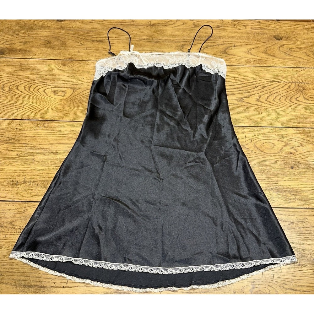 Victoria's‎ Secret Black & White Satin Lace Lingerie Nightie Babydoll Women's S